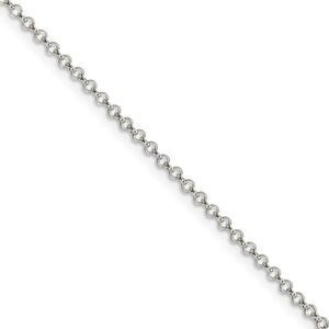 Sterling Silver 2mm Solid Rolo Chain Anklet, 10 Inch